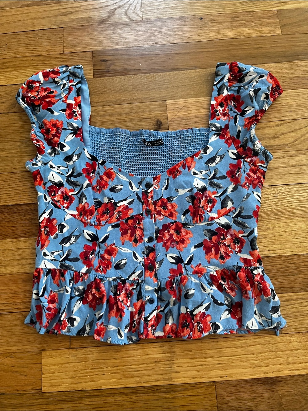 Zara Square-Neck Peplum Top
